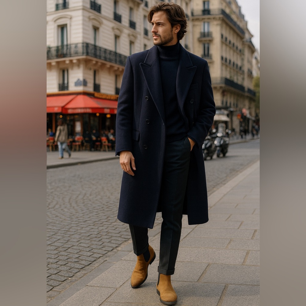 Vintage Metropolitan 100% Wool Double-Breasted Overcoat Made in Italy Size 40R